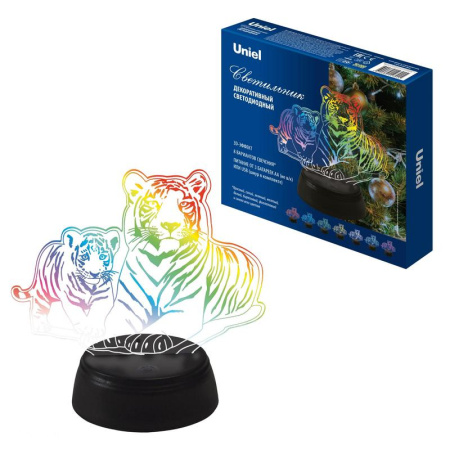 Светильник декоративный ULI-M508 RGB/3AA TIGER FAMILY/BLACK с эффектом 3D "Семья тигров" 3AA (не в/к) 1 светодиод RGB свет  UL-00008403