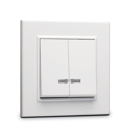 Выключатель 2-кл. СП Karea 10А IP20 с подсветкой бел.  56001023