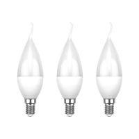 Лампа светодиодная 7.5Вт CW свеча на ветру 6500К E14 713лм (уп.3шт)  604-047-3