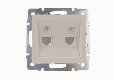 Розетка телефонная 2-м Rain RJ11 евро стандарт механизм крем.  703-0388-138