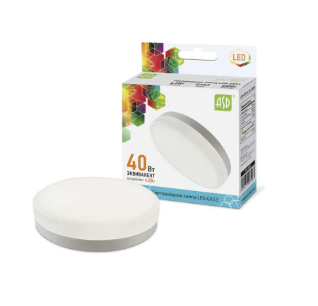 Лампа светодиодная LED-GX53-standard 4.2Вт таблетка 4000К нейтр. бел. GX53 380лм 160-260В  4690612005065