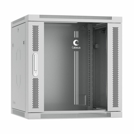 Шкаф телекоммуникационный настенный SH-05F-12U60/60-R 19дюйм 12U 600х600х635мм разобран. дверь стекло RAL 7035 сер.  10736c