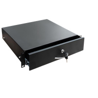 Полка выдвижная (ящик) 19 дюймов 2U для технической документации и инструментов с ключом (RAL 9005) черн.  RD 0302.900