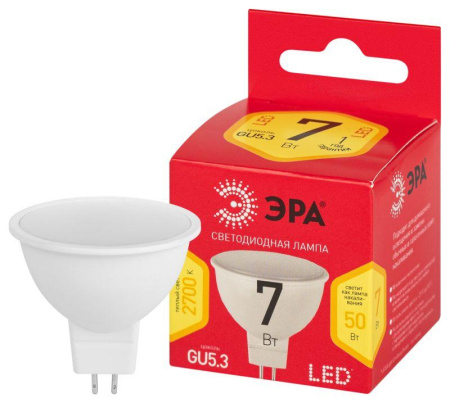 Лампа светодиодная RED LINE LED MR16-7W-827-GU5.3 R 7Вт MR16 софит 2700К тепл. бел. GU5.3  Б0050231