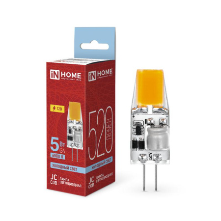 Лампа светодиодная LED-JC-COB 5Вт 12В G4 6500К 520лм  4690612060279