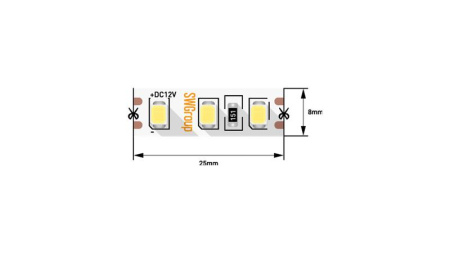 Лента светодиодная стандарт 2835 120 LED/м 9.6Вт/м тепл. бел. 12В IP20 (уп.5м)  00-00007262