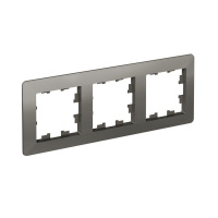 Рамка 3-м AtlasDesign Air сталь/дым. черн. SE ATN220903