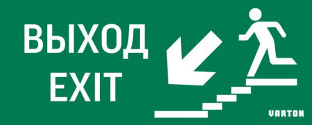 Знак "ВЫХОД / ЛЕСТНИЦА ВНИЗ / ФИГУРА" для аварийно-эвакуационного светильника IP20  V5-EM01-60.001.025