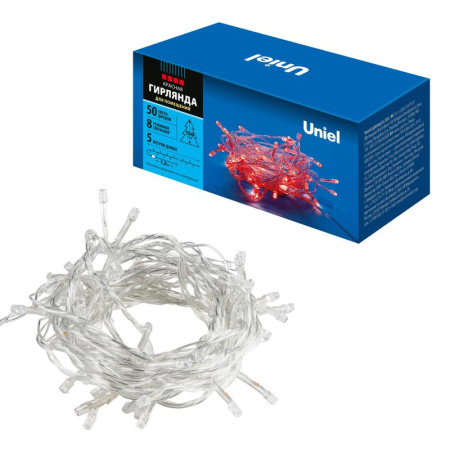 Гирлянда светодиодная ULD-S0500-050/DTA RED IP20 5м 50 LED красн. свет провод прозр.  UL-00008665
