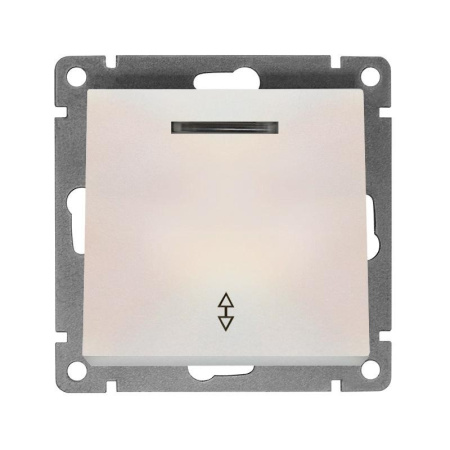 Переключатель проходной 1-кл. СП Афина 10А IP20 с подсветкой механизм жемчуж.  A0125-OBr