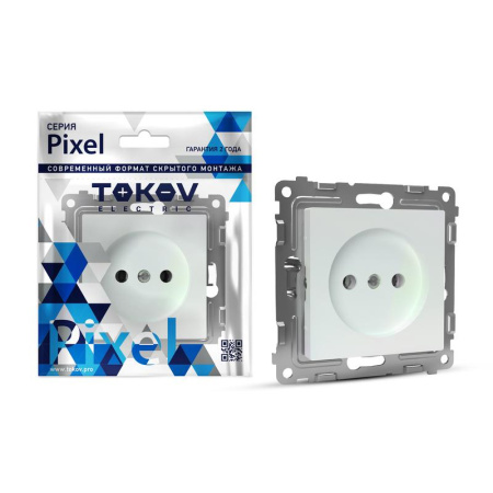 Розетка 1-м СП Pixel 16А IP20 без заземл. механизм перламутр.  TKE-PX-R1-C04