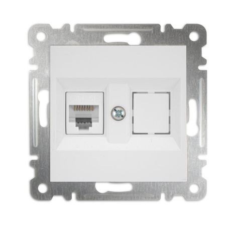 Розетка компьютерная 2-м СП Karea 16А IP20 RJ45 кат.5 механизм бел.  57001035