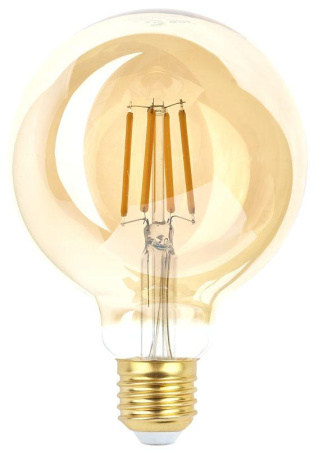 Лампа светодиодная филаментная F-LED G95-7W-824-E27 7Вт G95 шар золотая 2400К тепл. бел. E27  Б0047662