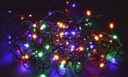 Гирлянда "Нить" 10м 100LED RGB IP20 провод зел. 230В с контроллером 8 режимов  LGDB110-3-100-10-G-S-20