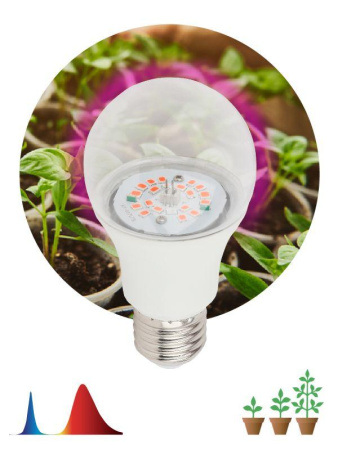 Лампа светодиодная FITO-12W-RB-E27-K 12Вт A60 грушевидная прозрачная 1310К E27 130-270В для растений красн./син. спектр  Б0039070