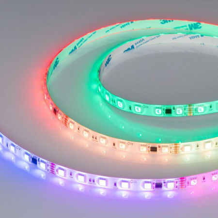 Лента герметичная DMX-SE-B60-10mm 24В RGB-PX6 (14Вт/м IP65 5060) (бегущий огонь) (уп.5м)  039607