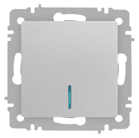 Выключатель Accent 6-102-03 с подсветкой 10А-250В IP20 СУ AL/CU алюм.  Б0063478