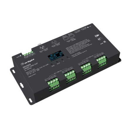 Декодер SMART-DMX-SUF (12-24В 12х5А XLR3 RJ45) (IP20 металл)  033768