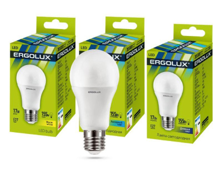 Лампа светодиодная LED-A60-17W-E27-3K 17Вт грушевидная 3000К тепл. бел. E27 180-240В ЛОН  13179