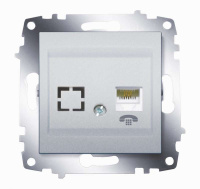 Розетка телефонная 2-м Cosmo RJ11 + гнездо механизм алюм.  619-011000-221
