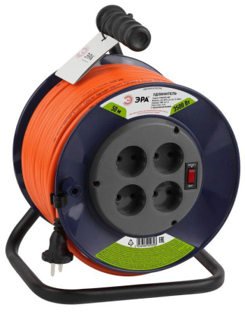 Удлинитель на пластик. катушке 4х50м без заземл. 10А IP20 RPx-4s-2х1.5-50m ПВС 2х1.5  Б0046831