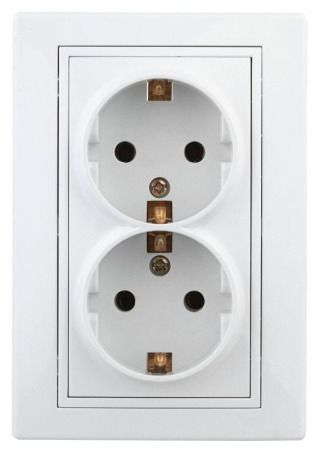 Розетка 2-м СП Plano 1-205-01 16А IP20 250В 2х2P+E Schuko бел.  Б0053915