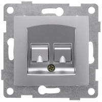 Розетка телефонная 2-м СП Bravo RJ12 механизм серебр.  С10Т2-004