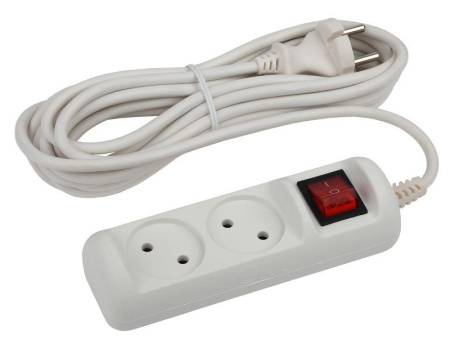 Удлинитель 2х5м без заземл. 10А IP20 U-2s-5m-2х1 ПВС 2х1 с выкл.  Б0044048