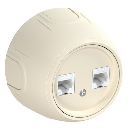 Розетка компьютерная 2-м RJ45 кат.5E Rotondo беж.  7700892