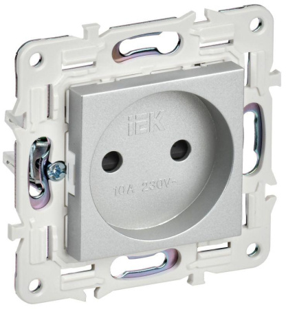 Розетка SKANDY 10А без заземл. защ. штроки SK-R01S серебр.  SK-R13-10-K23
