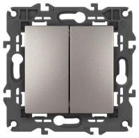 Переключатель ЭРА Elegance 14-1106-16 двойной 10АХ-250В титан  Б0065793 Переключатель ЭРА Elegance 14-1106-16 двойной 10АХ-250В титан  Б0065793