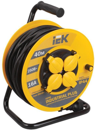 Удлинитель на катушке 4х40м с заземл. 16А IP44 Industrial plus УК40 3х1.5 термозащита  WKP15-16-04-40-44