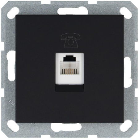 Розетка телефонная 1-м RJ11 механизм черн. матовый soft touch G6101PB