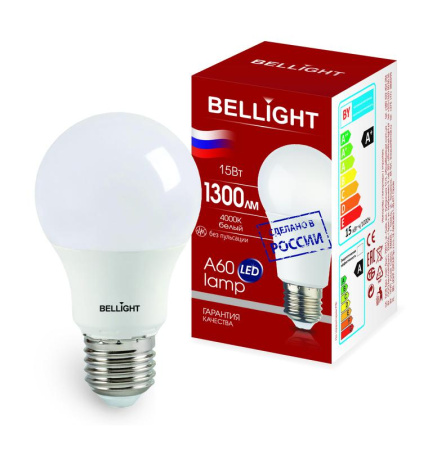 Лампа светодиодная LED A60 220В 15Вт E27 1300лм 4000К  83830729
