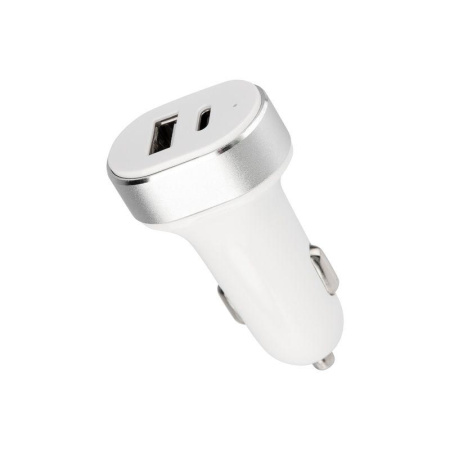 Автозарядка в прикуриватель АЗУ USB-A+USB-C 3.1А бел.  18-2227