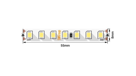 Лента светодиодная ПРО 2835 126 LED/м 13 Вт/м 24В IP20 холод. бел. (уп.5м)  00-00005852