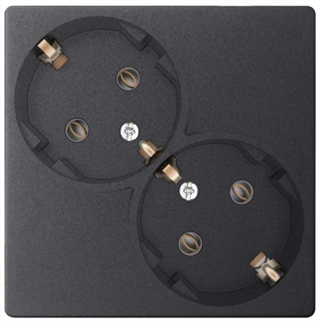 Розетка 2-м СП  24 16А IP20 2х2P+E Schuko без защ. шторок механизм графит  2450459-038