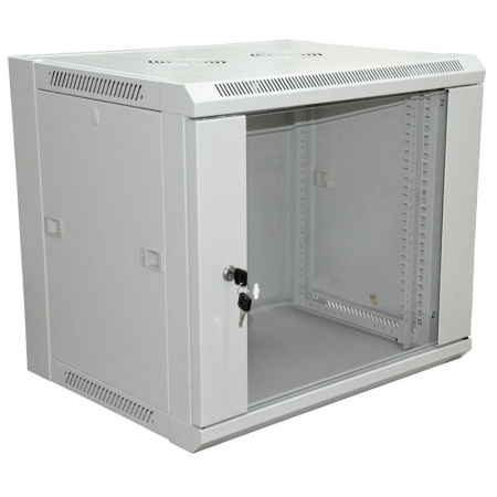 Шкаф настенный 19дюйм 18U 600х450х964мм (ШхГхВ) передняя дверь стекло боковые стенки съемные (разобранный) RAL7035  04-2204