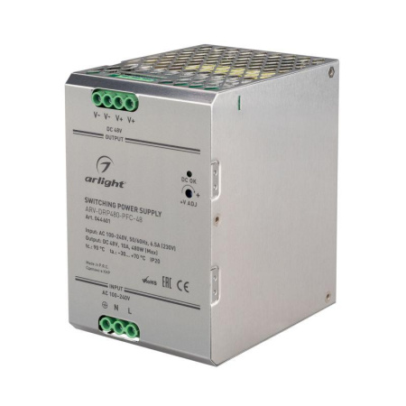Блок питания ARV-DRP480-PFC-48 (48В 10А 480Вт) IP20 металл  044601