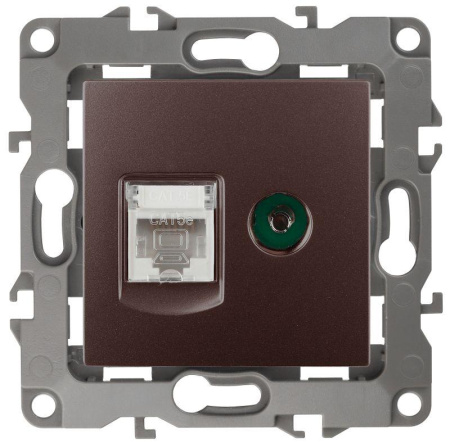 Розетка компьютерная + телевизионная 12 12-3110-13 RJ45 + TV IP20 бронз.  Б0027448
