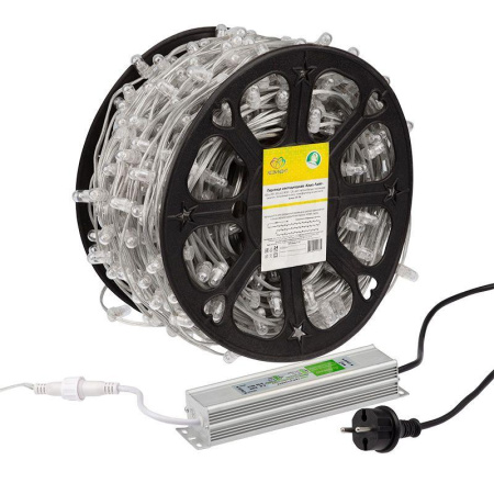 Гирлянда светодиодная "LED ClipLight" шаг 15см 665LED тепл. бел. 80Вт 12В IP65 провод ПВХ прозр. (уп.100м)  325-156
