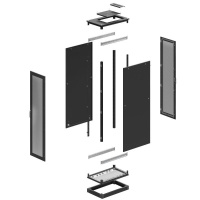 Шкаф напольный 47U 600х800 двери перфорированная/перфорированная укомплектован вводом и заглушками RAL7011/7035  R5IT4768PFB