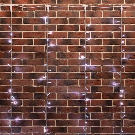 Гирлянда светодиодная "Светодиодный Дождь" 2х6м 360LED бел. 23Вт 24В IP65 эффект водопада с трансф. провод ПВХ прозр.  235-465