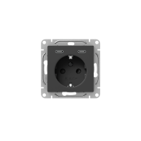 Розетка СП Эпика 16А с 2 USB-C с заземл. защ. шторки механизм черн.  UP1-SOB-111-2USBC Розетка СП Эпика 16А с 2 USB-C с заземл. защ. шторки механизм черн.  UP1-SOB-111-2USBC