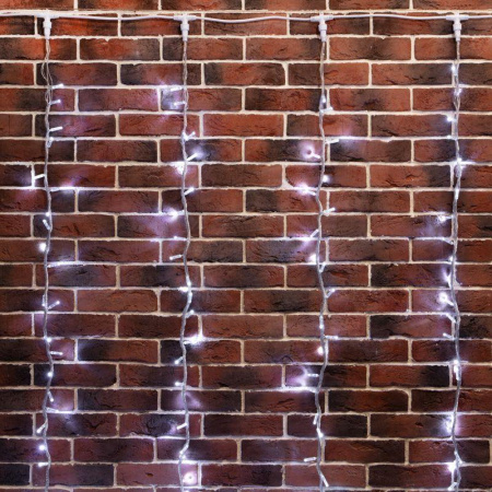 Гирлянда светодиодная "Светодиодный Дождь" 2х3м 240LED бел. 20Вт 24В IP65 эффект водопада с контроллером трансф. в компл. провод прозр.  235-435