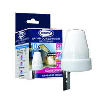 Датчик освещенности настенный 10А 5-100 Lux бел.  2198 Датчик освещенности настенный 10А 5-100 Lux бел.  2198