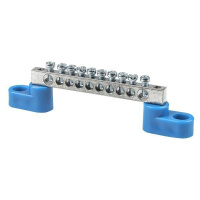 Шина нулевая N 6х9 10 отвер. цинк 2 син. угловых изолятора  sn1-63-10-2