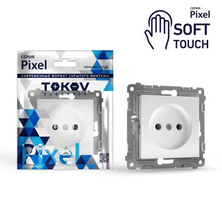 Розетка 1-м СП Pixel 16А IP20 без заземл. механизм айс  TKE-PX-R1-C34