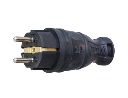 Вилка прямая 16А с заземл. каучук  TKE-C05-KV-Z