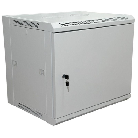 Шкаф настенный 19дюйм 12U 600х600х635мм (ШхГхВ) передняя дверь металл боковые стенки съемные (разобранный) RAL7035  04-2232